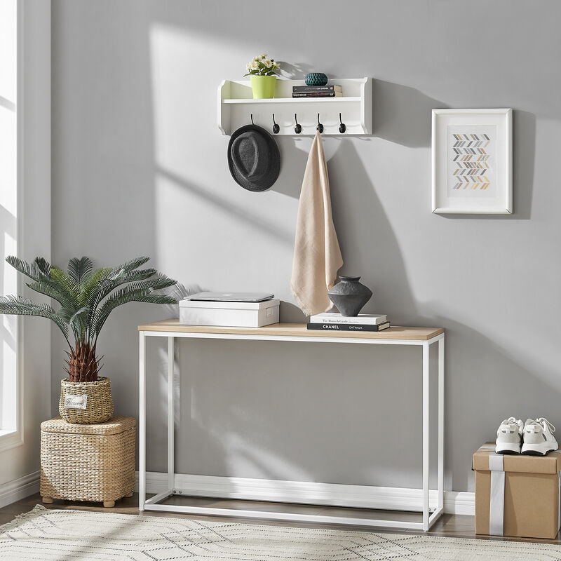 Utility Coat Rack Wall Shelf Organizer with Hooks