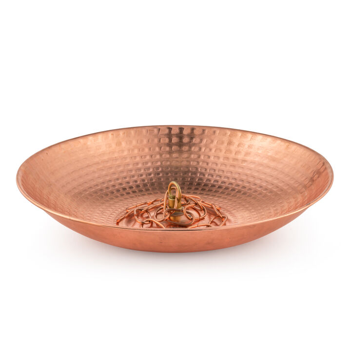 Marrgon 11" Copper Anchoring Basin - Metal Bowl for Rain Chain Downspouts