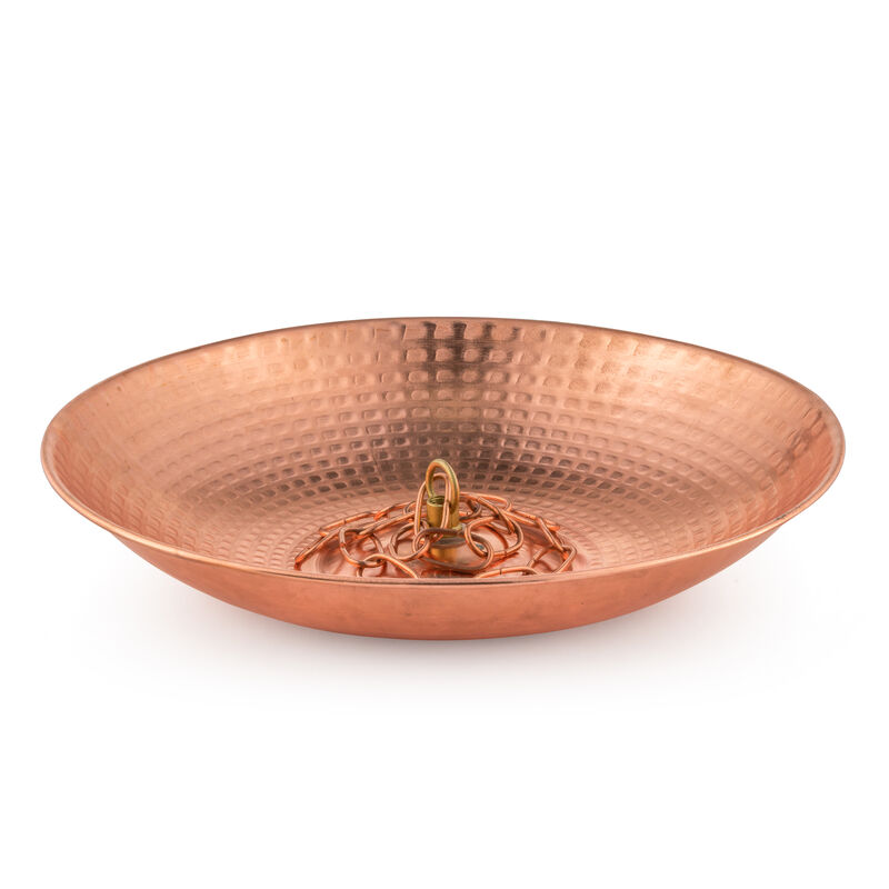 Marrgon 11" Copper Anchoring Basin - Metal Bowl for Rain Chain Downspouts