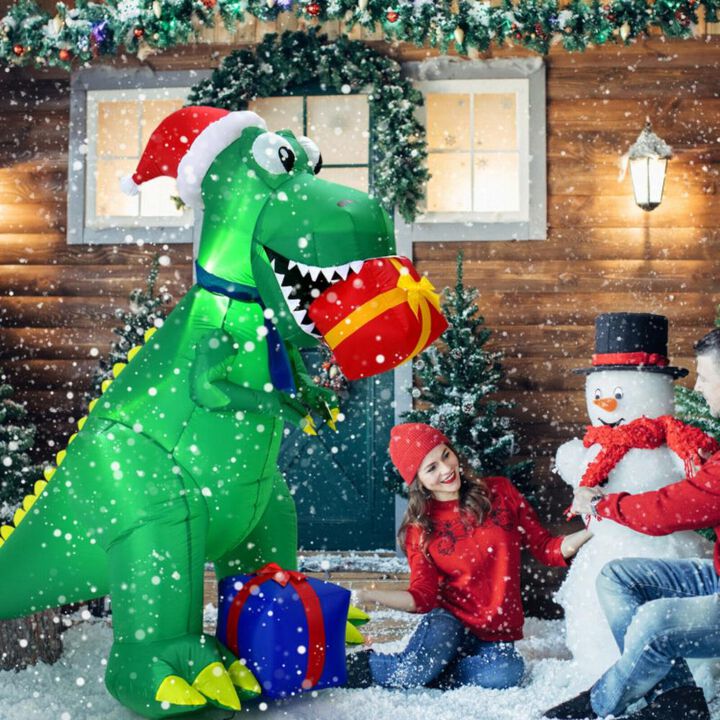 Hivvago 6 Feet Christmas Inflatable Dinosaur for Indoor and Outdoor