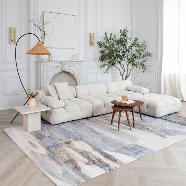 Atlas Mirage Abstract Blue Beige Indoor Area Rug