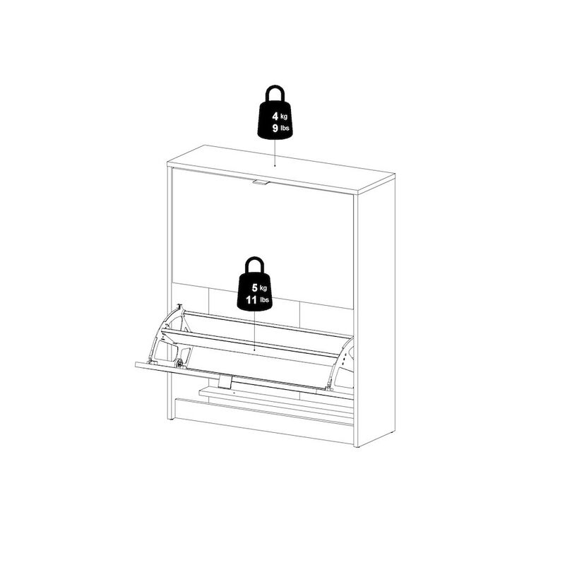 Tvilum Bright 2 Drawer Shoe Cabinet, Black Matte