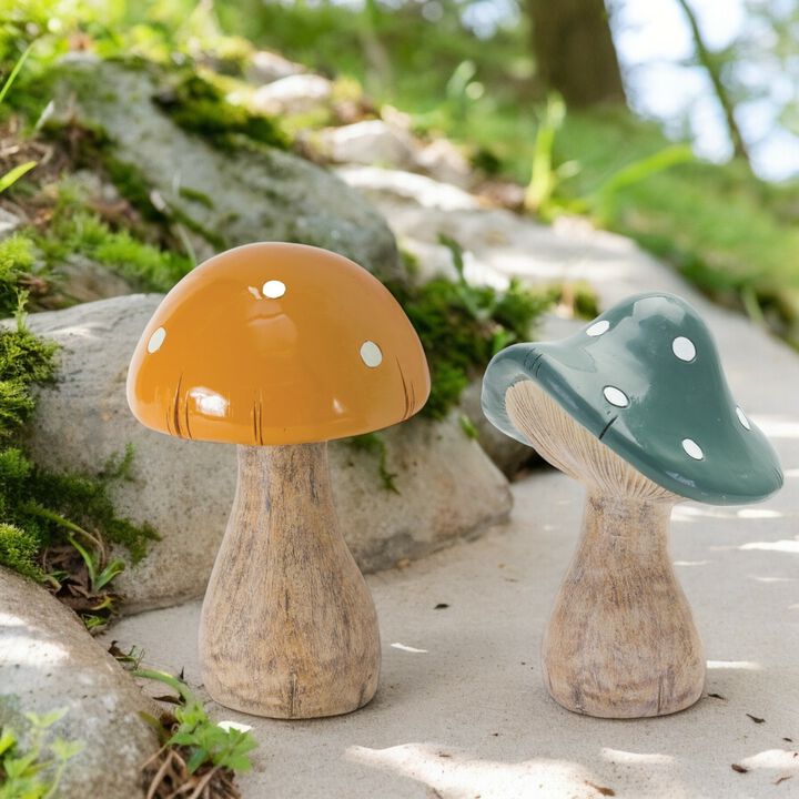 Resin Mushroom Figurines (Set of 2) – Cute Garden Statues for Outdoor Lawn, Yard, and Patio