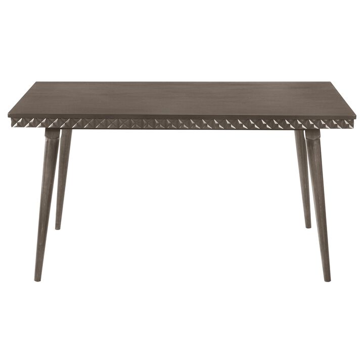 Nolan Dining Table, Dark Brown Hardwood, Rectangular 59 Inch Top - Benzara