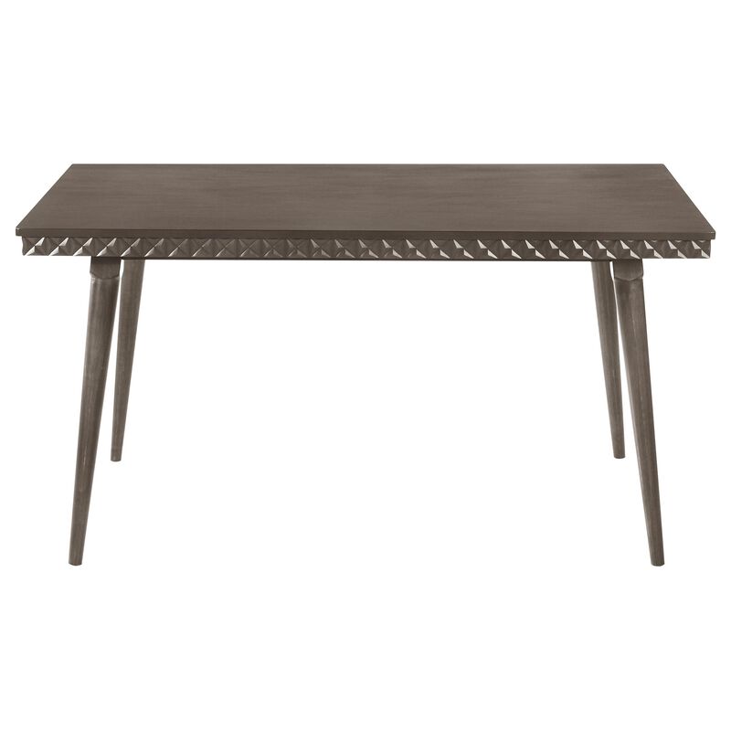 Nolan Dining Table, Dark Brown Hardwood, Rectangular 59 Inch Top - Benzara