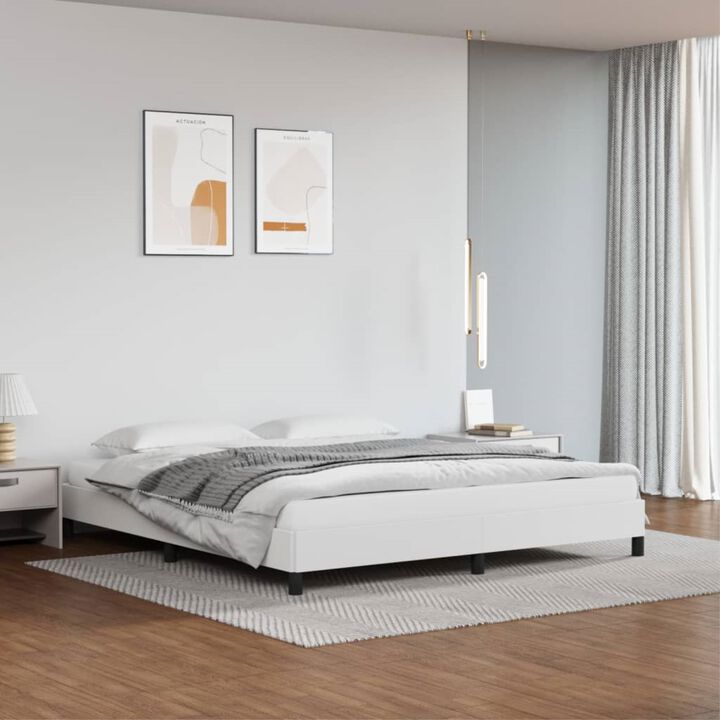 vidaXL Bed Frame White 76"x79.9" King Faux Leather