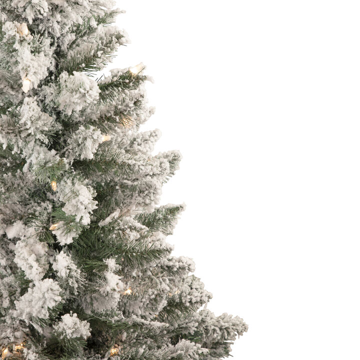 4' Pre-Lit Flocked Slim Pine Artificial Christmas Tree  Clear Lights
