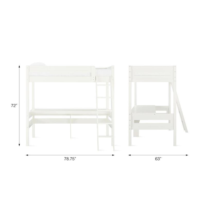 DHP Mountain View Loft Bed with Desk, White