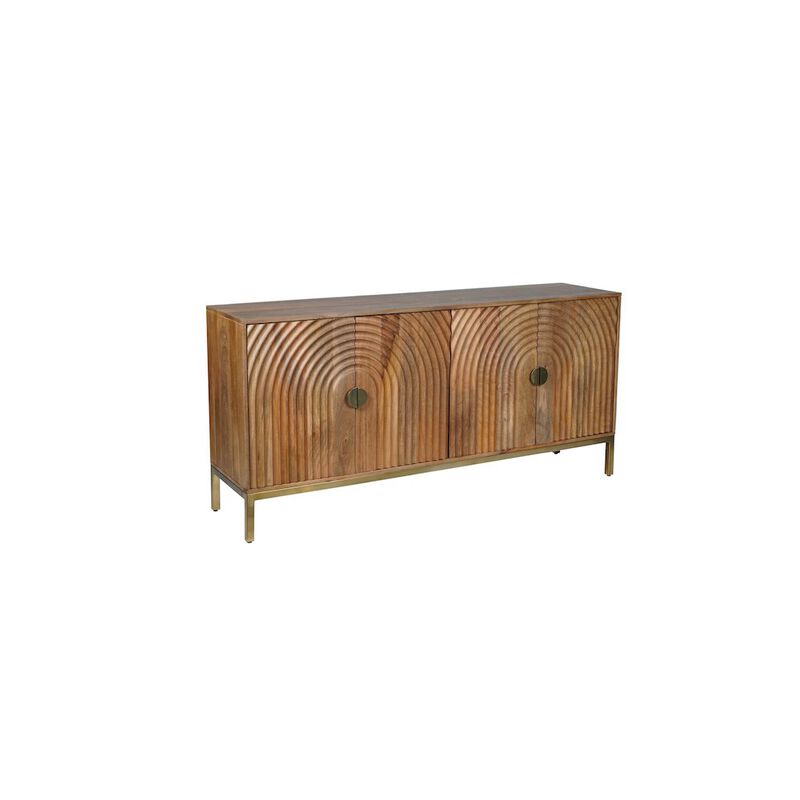 Jofran Asher 69 Solid Wood Mid-Century Modern Curved Arch Sideboard Cabinet