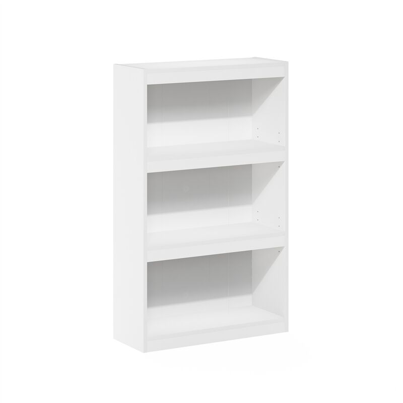 Furinno Jaya Enhanced Home Bookcase 3-Tier Adjustable Bookshelf, White