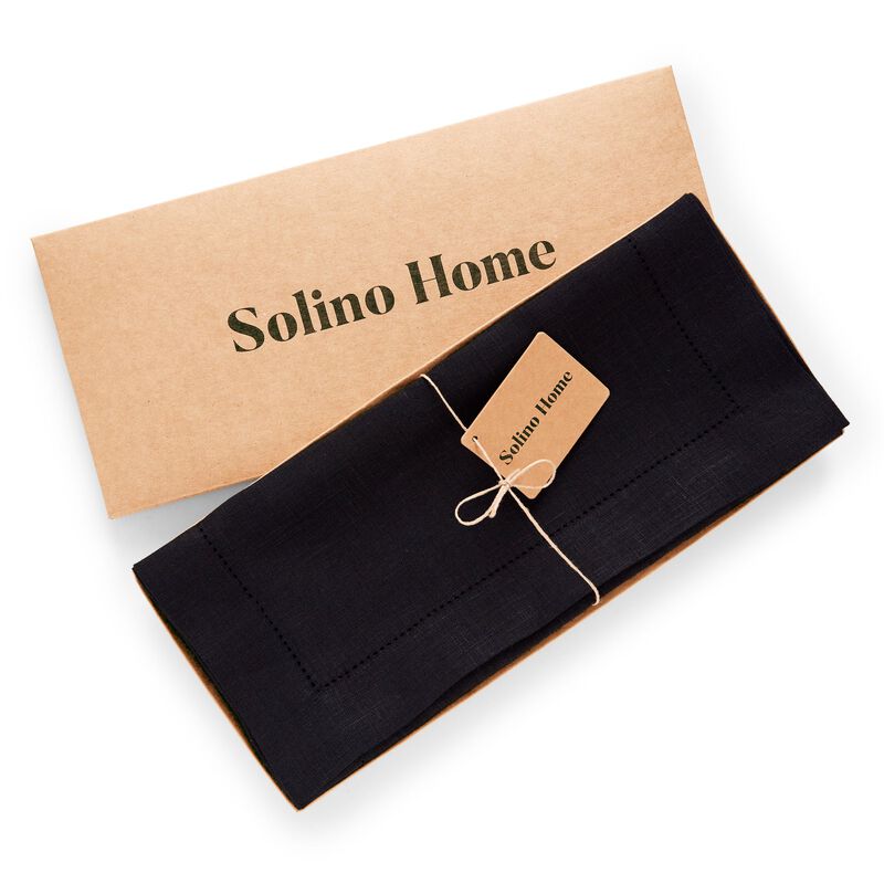 Solino Home 100% Pure Linen Table Runner | Medium Weight Hemstitch