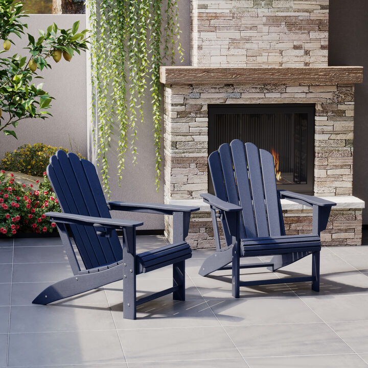 WestinTrends Outdoor Patio HDPE Adirondack Chairs With Cup Holders (Set of 2)