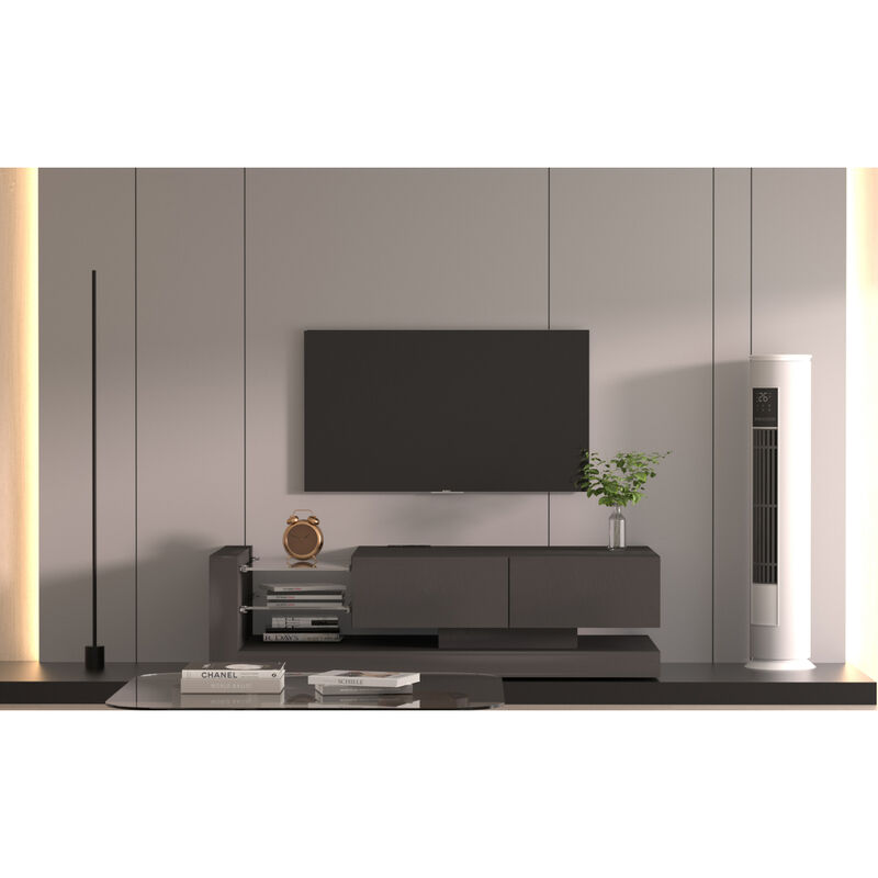 TV Console With Storage Cabinets, 16 4 Modes Changing Lights Remote Rgb LED TV Stand