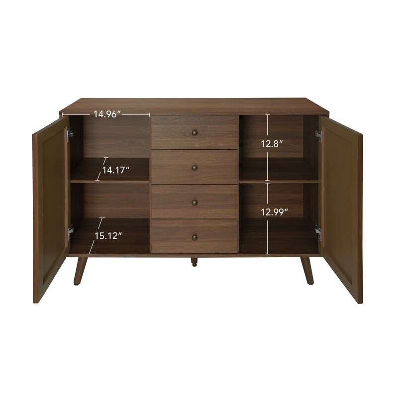 MONDAWE Elegance 2 Door 4 Drawer Cabinet, Suitable for Bedroom, Living Room, Study