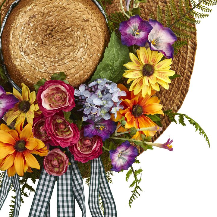 Hivvago Mixed Flower Hat Wreath