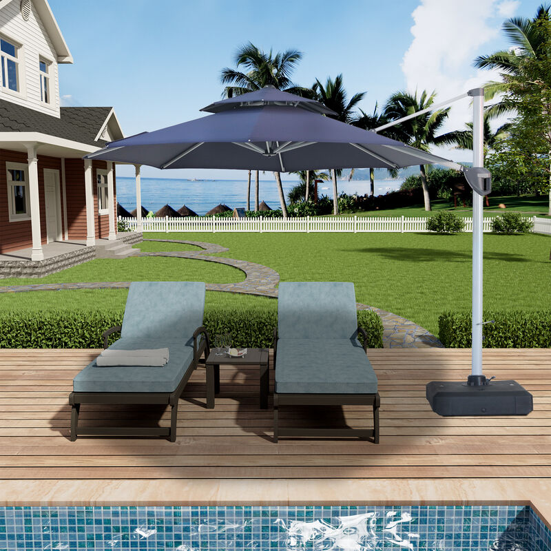MONDAWE 11ft 2-Tier Square Cantilever Outdoor Patio Umbrella with Included Cover