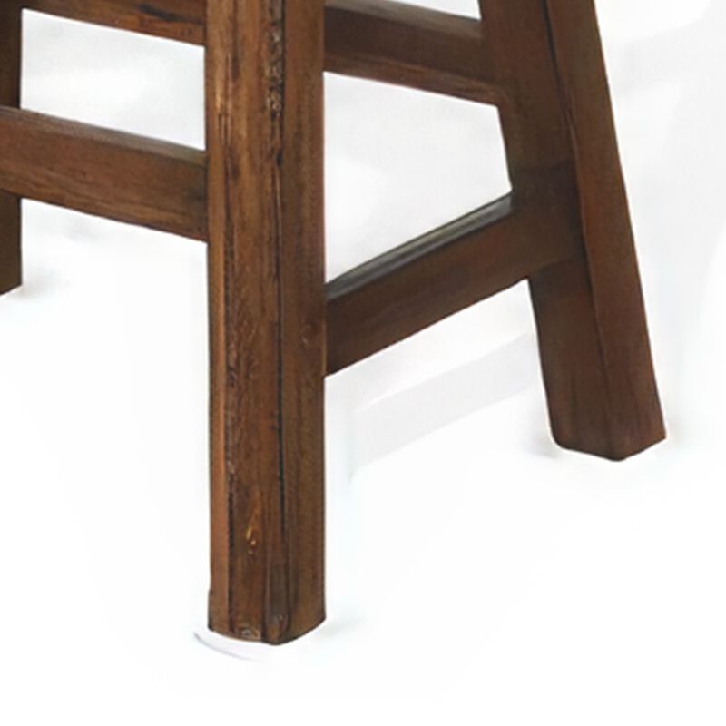 Reggie Counter Stool Set of 2, Saddle Seat Mocha Brown Mahogany - Benzara
