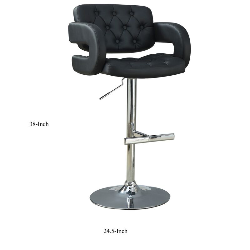 Contemporary Adjustable Height Barstool, Black-Benzara