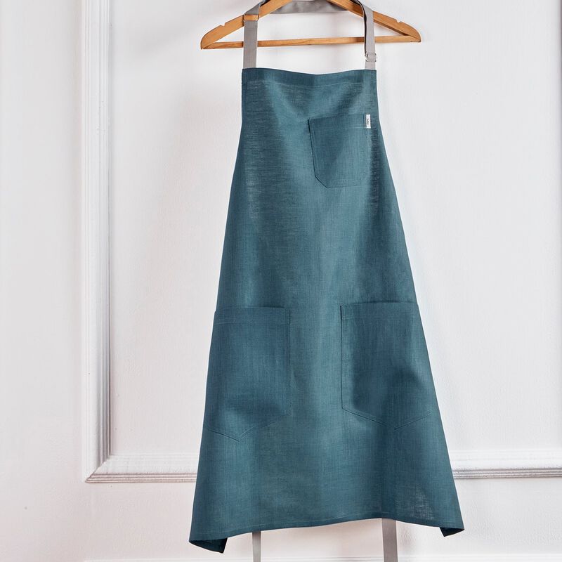 Solino Home 100% Pure Linen Bib Apron 33 x 30 Inch