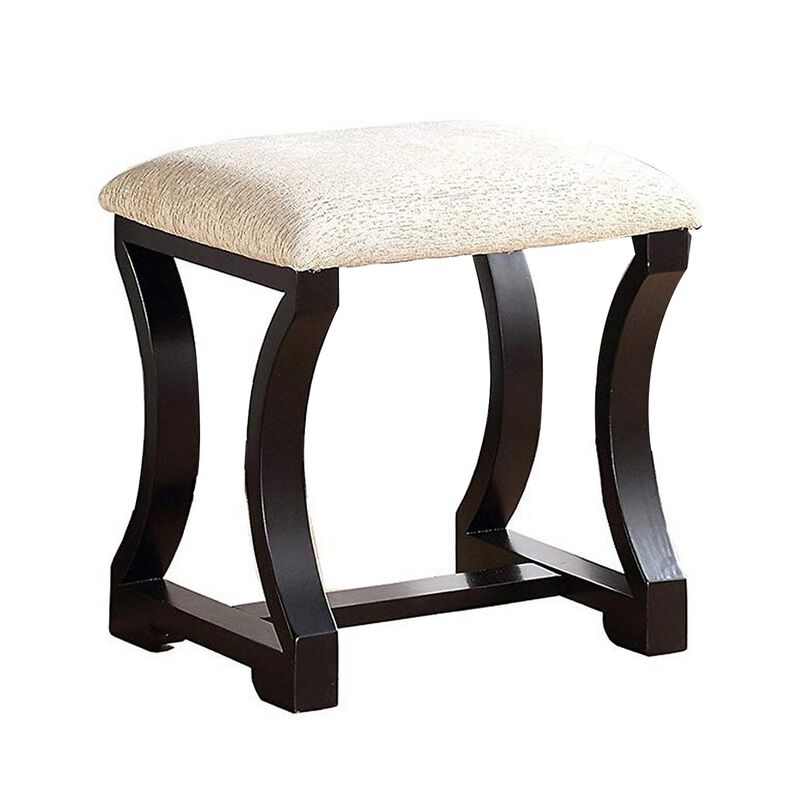 Modish Vanity Set Featuring Stool And Mirror Black-Benzara