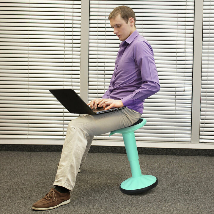 Costway Wobble Chair Height Adjustable Active Learning Stool Sitting Home Office Green Backless Silicone
