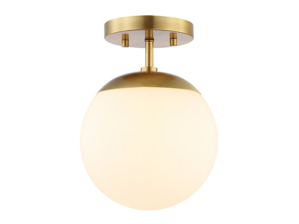 Marcel 1-Light Bohemian Farmhouse Iron/Frosted Glass LED Semi Flush Mount