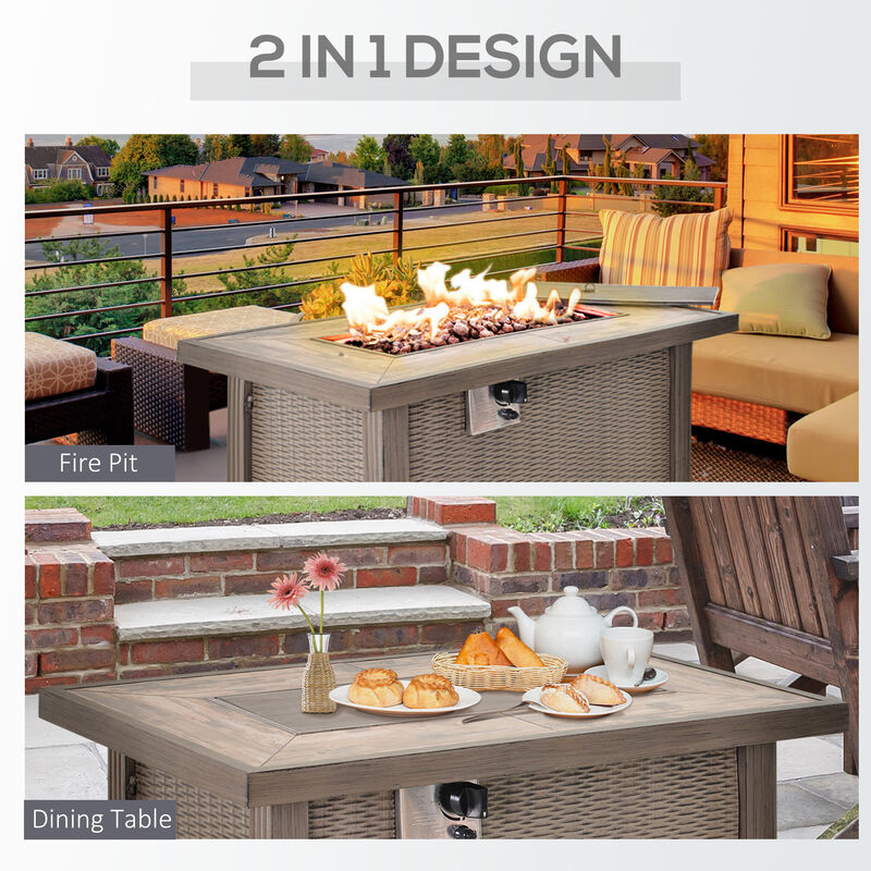 42" Gas Propane Fire Pit Table Patio 50,000BTU Electric Ignition Firepit w/Cover