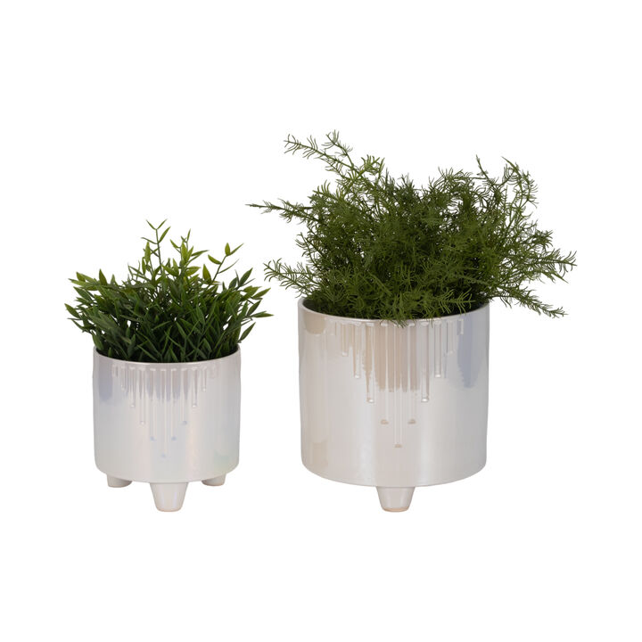 Iridescent Line Ivory Planters