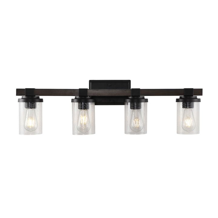 Bungalow Iron/Seeded Glass Rustic Farmhouse LED Vanity Light
