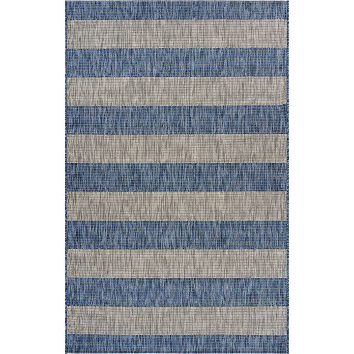 Coastal Striped Rectangular Outdoor Area Throw Rug