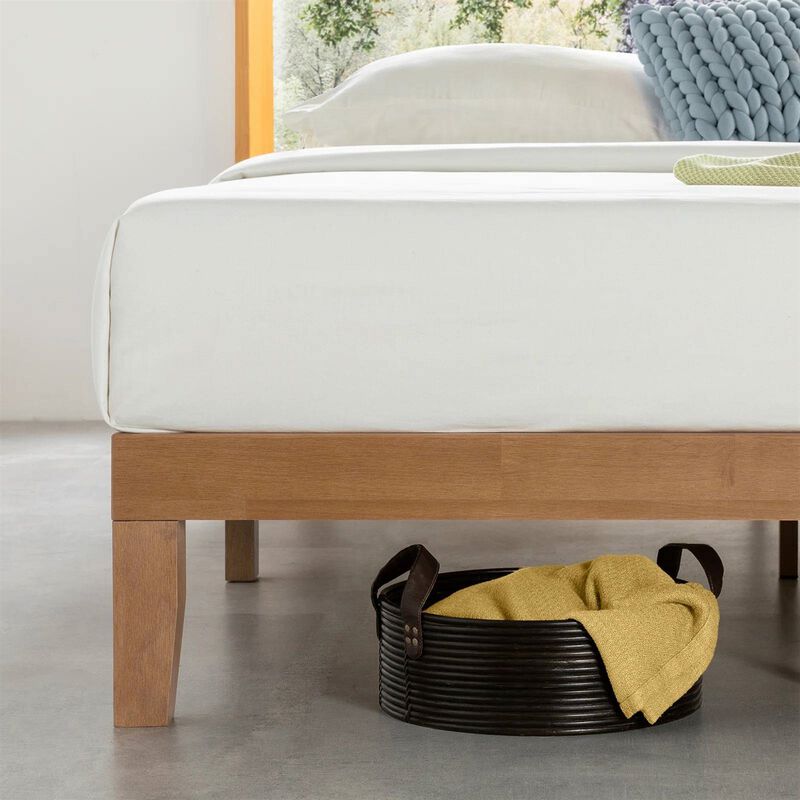 Durable Solid Wood Platform Bed Frame with Wooden Finish for Home Use