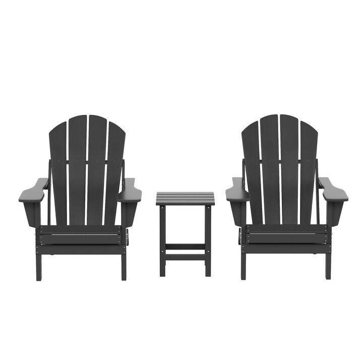 WestinTrends 3-Piece Outdoor Patio Adirondack Chairs with Side Table Set