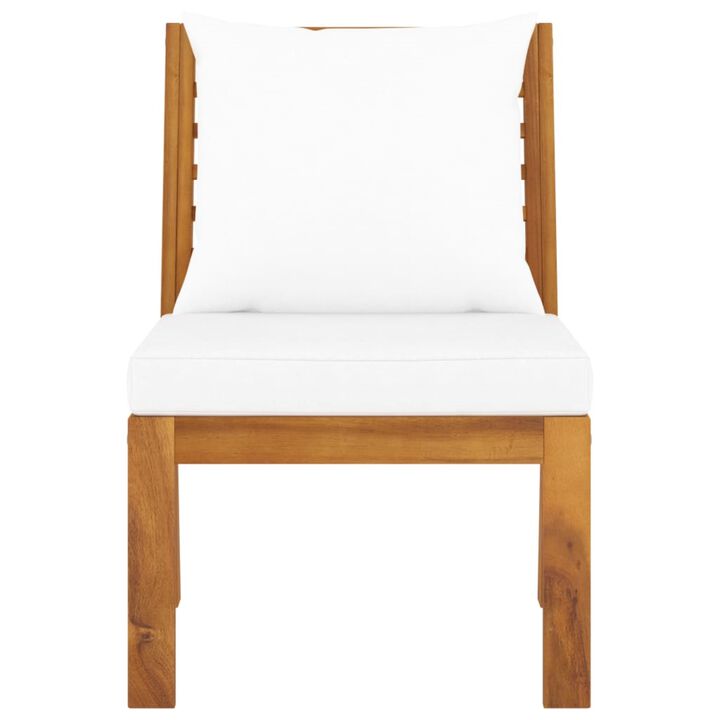 vidaXL Sectional Middle Sofa with Cream Cushion Solid Acacia Wood