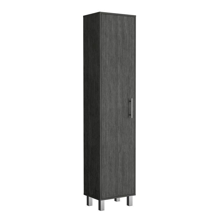 Laska Storage Cabinet, Broom Hangers, 1 Door -Smokey Oak