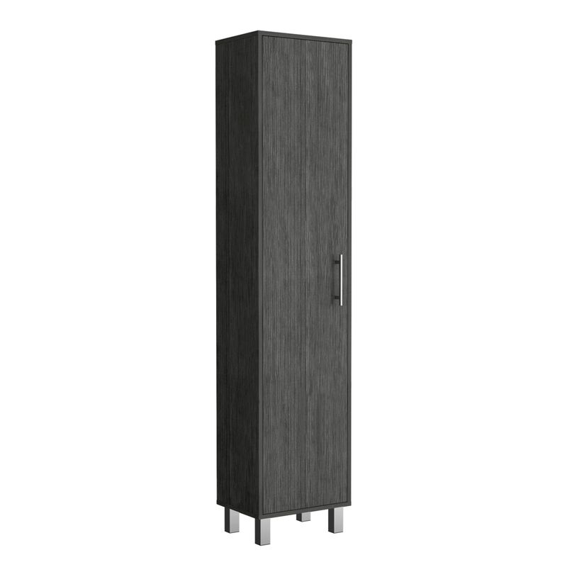 Laska Storage Cabinet, Broom Hangers, 1 Door -Smokey Oak