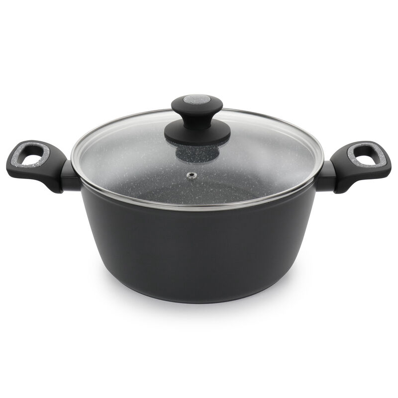 Oster 10 Piece Non-Stick Aluminum Cookware Set in Black and Grey Speckle