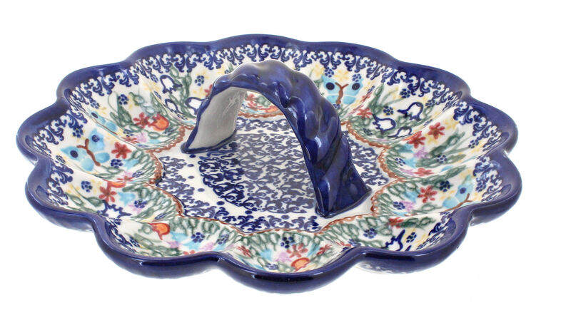 Blue Rose Polish Pottery Ladybug Egg Plate