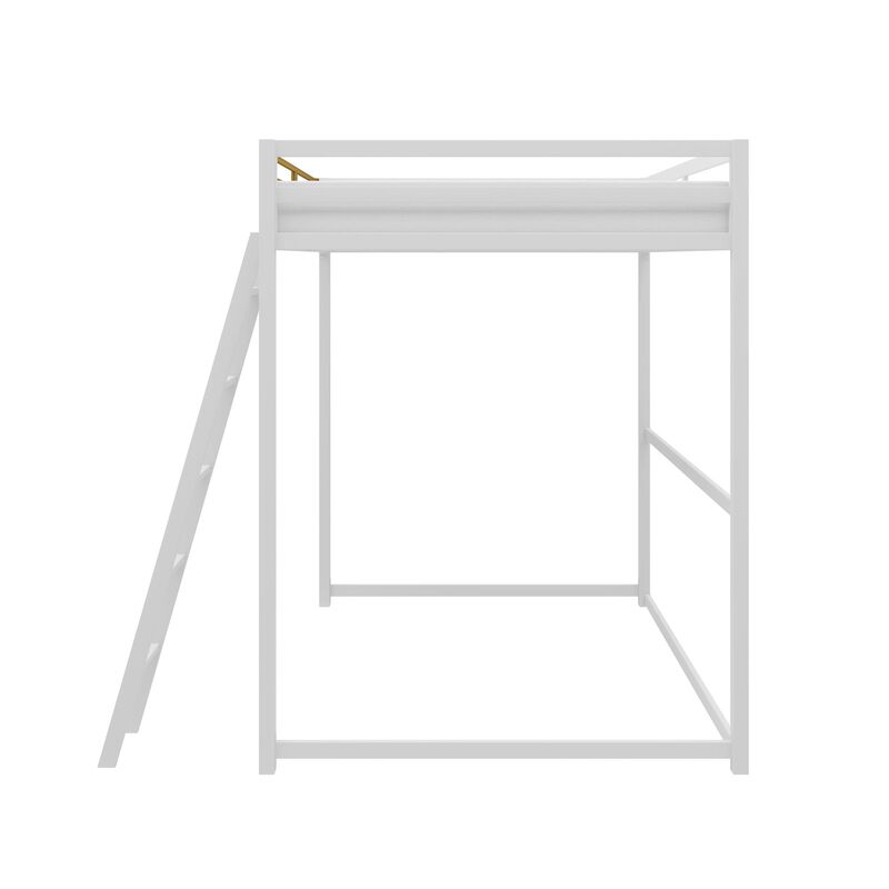 Haven Full Loft Bed, White and Gold