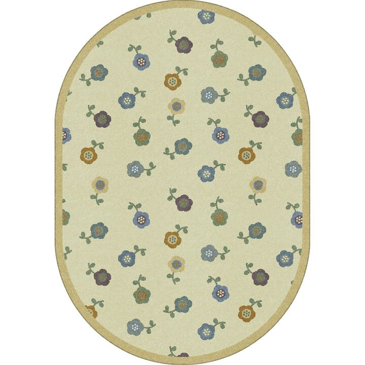 Joy Carpets Kid Essentials Awesome Blossom 5'4 x 7'8 Oval Area Rug in Color Soft