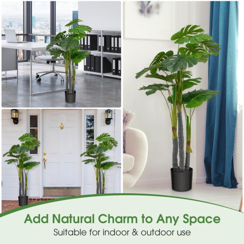 Hivvago 4 Feet Artificial Tree Artificial Monstera Palm Tree Fake Plant