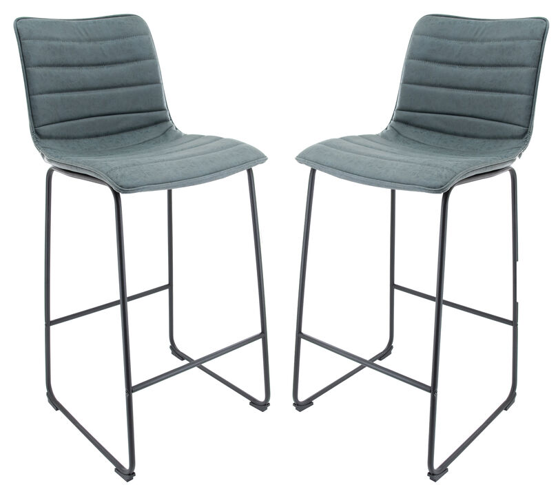 LeisureMod Brooklyn Modern Leather Bar Stool with Footrest