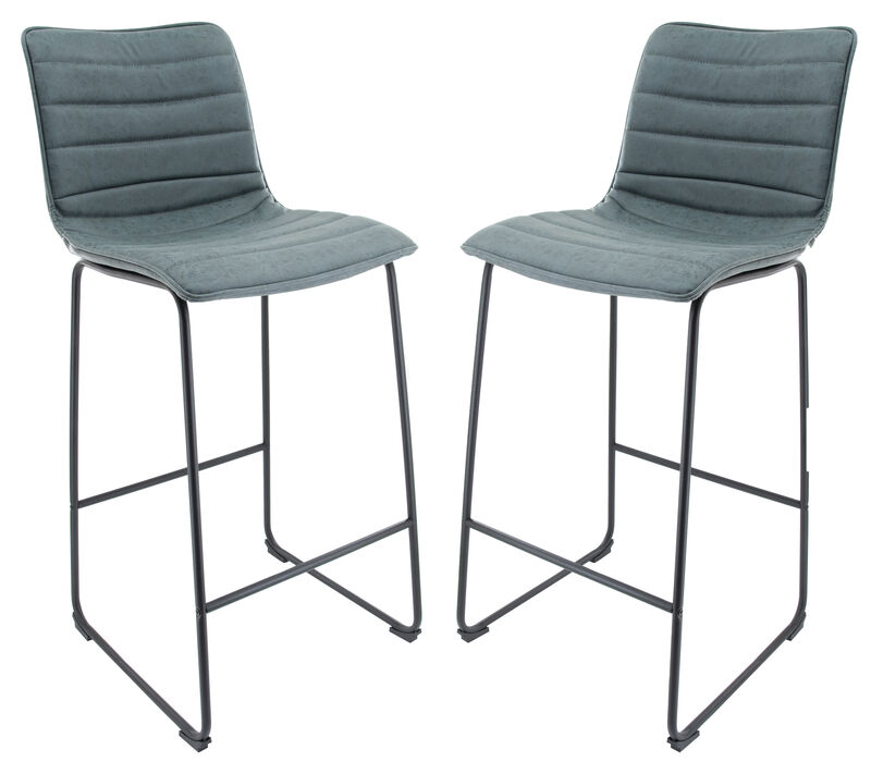 LeisureMod Brooklyn Modern Leather Bar Stool with Footrest
