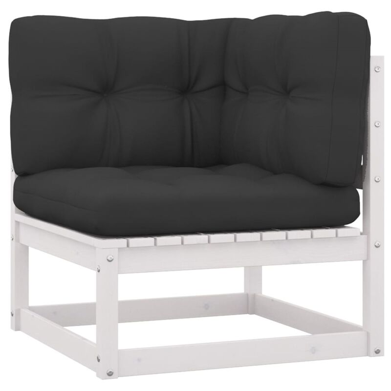 vidaXL 6 Piece Garden Lounge Set with Cushions White Solid Pinewood