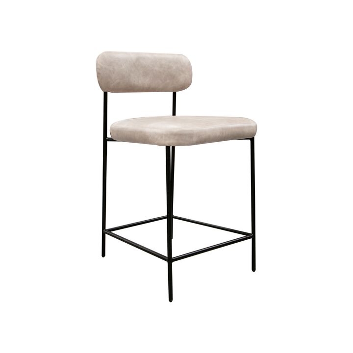 Iffa Counter Height Chair, Open Black Iron, Snow Gray Performance Fabric - Benzara