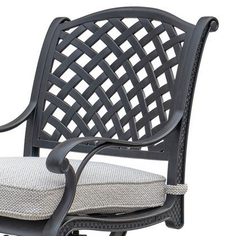Zoe Outdoor Dining Swivel Rocker Chair Set of 2, Black Aluminium, Taupe