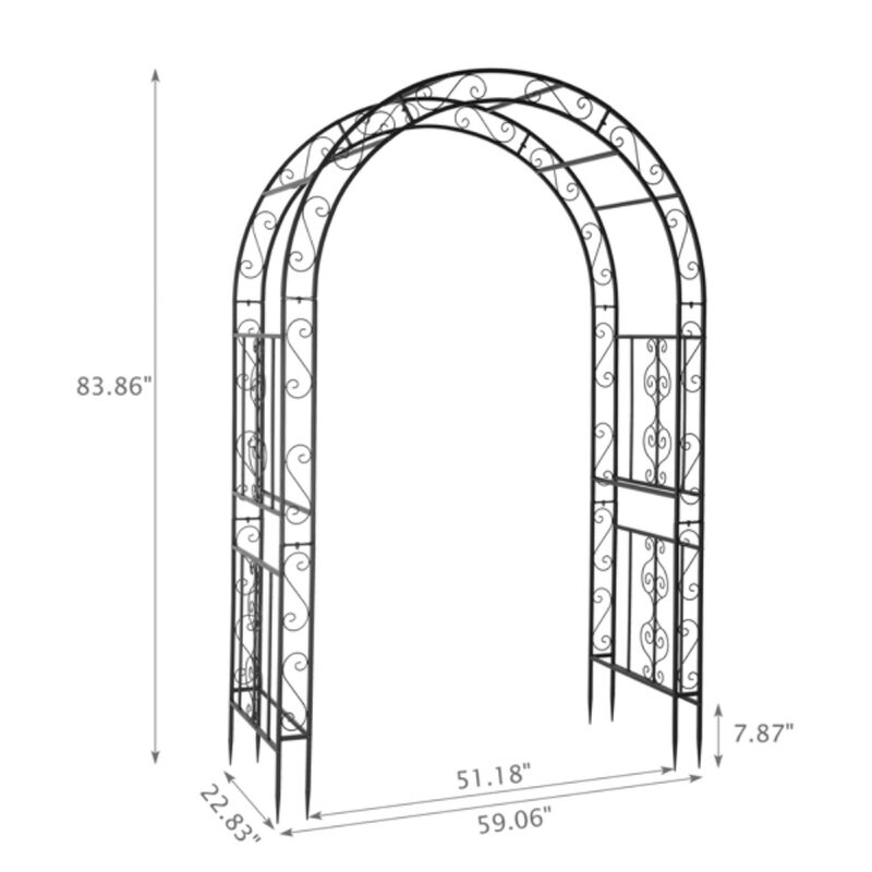 Iron Art Double Layer Arch, Arc Top Iron Arch for Garden, Patio, or Event Decor
