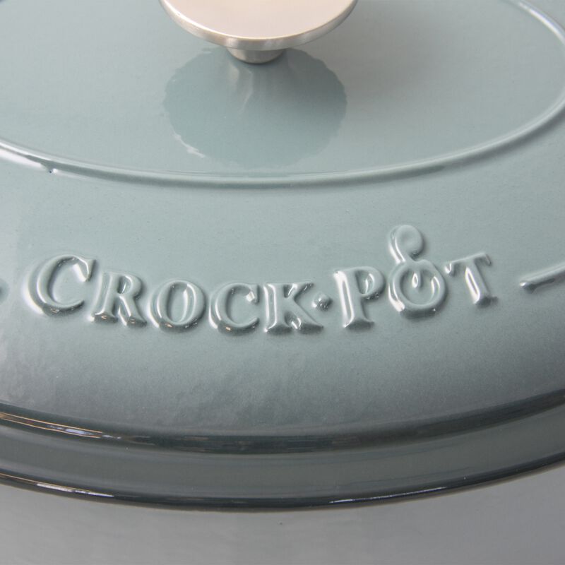 Crock Pot Artisan 7 Quart Enameled Cast Iron Oval Dutch Oven in Slate Grey