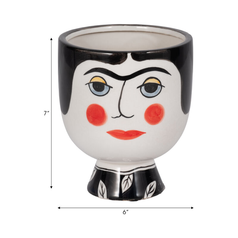 6" Black Frida Face Stone Vase