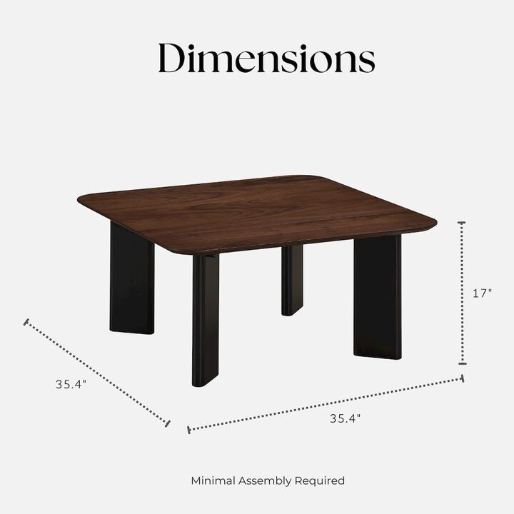 Omax Decor Joss Square Shape Modern Wood Coffee Table in Walnut
