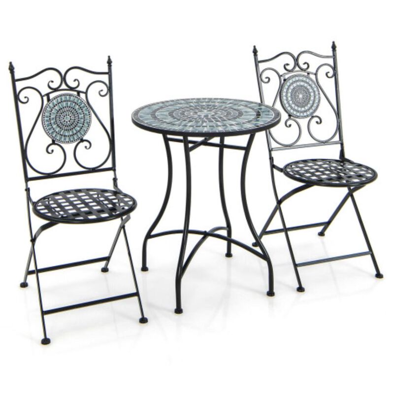 Hivvago 24 Inch Patio Bistro Table with Ceramic Tile Tabletop